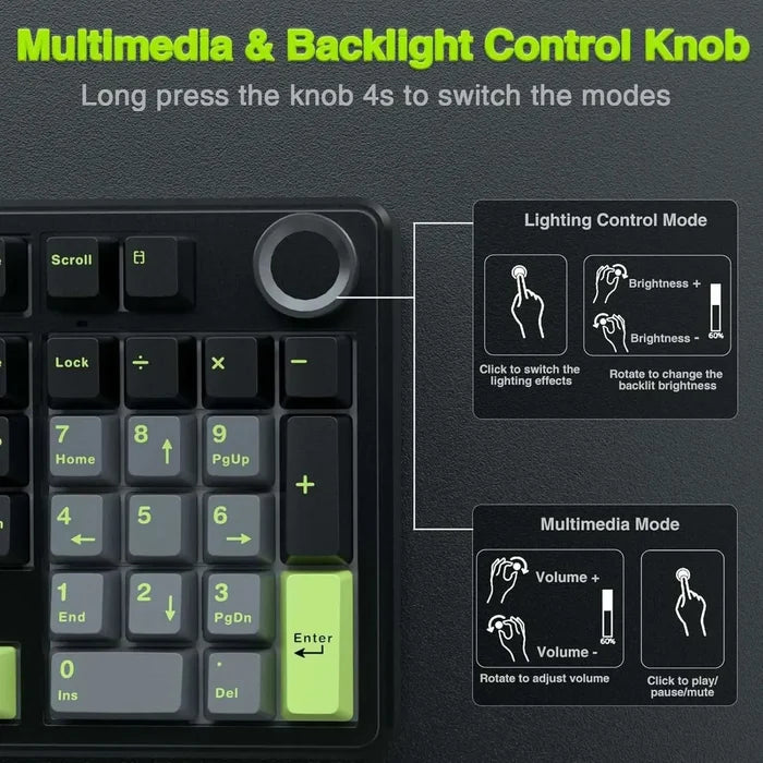 Aula F99 PRO Wireless Gaming Hot Swappable Creamy Keyboard - Thunder Black