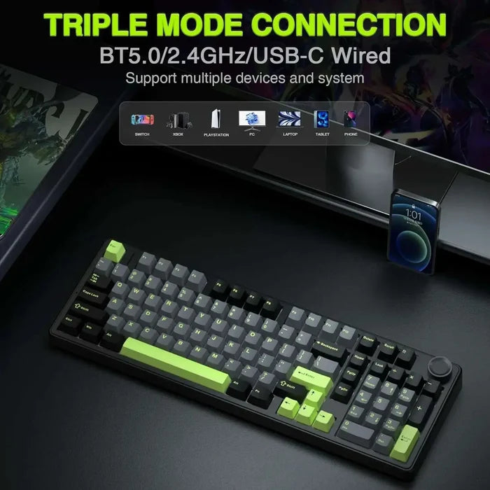 Aula F99 PRO Wireless Gaming Hot Swappable Creamy Keyboard - Thunder Black