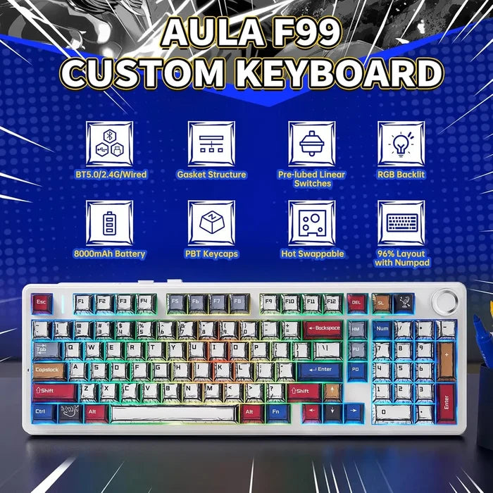 Aula F99 PRO Wireless Gaming Keyboard - Comic Star Vector Switch