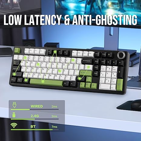 Aula F99 PRO Wireless Gaming Keyboard - White/Black/Green