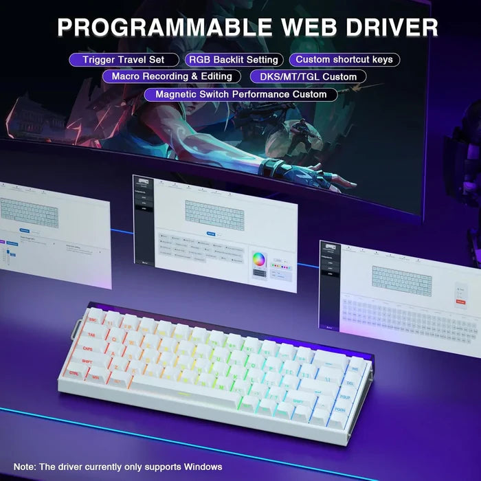 AULA HERO 68 HE Wired Mechanical Meteor Magnetic Switch Custom Keyboard – White - PakByte Computers