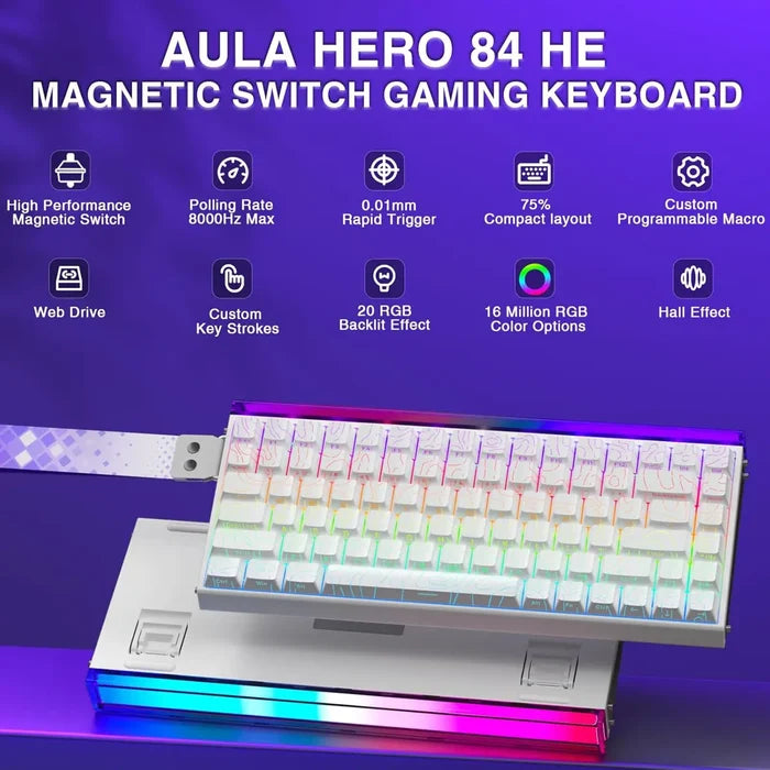 Aula Hero 84 HE 75% Mechanical Hall Effect Magnetic Switches Keyboard - PakByte Computers