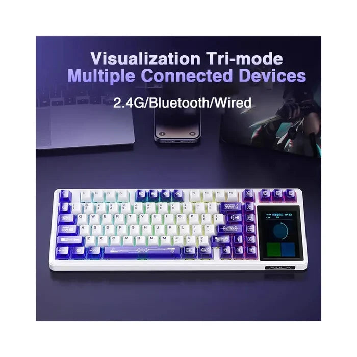 Aula L99 Wireless Mechanical Gaming Keyboard - Blue Rain Cotton Candy Switch