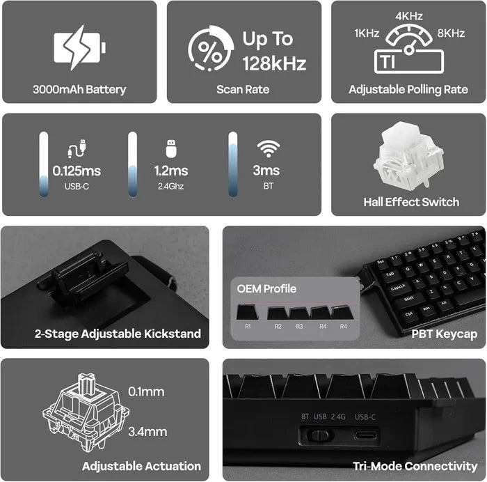 Aula MINI60 HE Hall Effect Gaming Keyboard - Black Wind Cloud Magnetic Switch