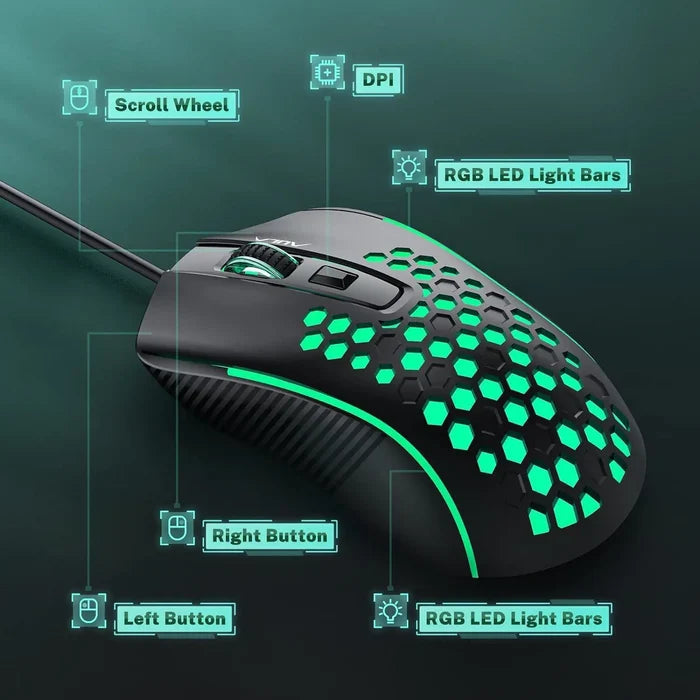Aula Mountain S11 Ultra-Lightweight Honeycomb Wired Gaming Mouse - PakByte Computers