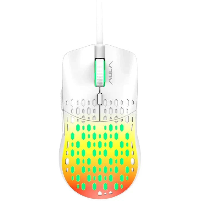 Aula S11 Pro Ultra-Lightweight Wired Optical Gaming Mouse - White - PakByte Computers
