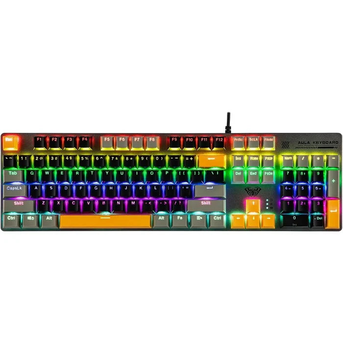 Aula S500 Wired 100% Full Size Mechanical Keyboard with Number Pad - Black/Gray