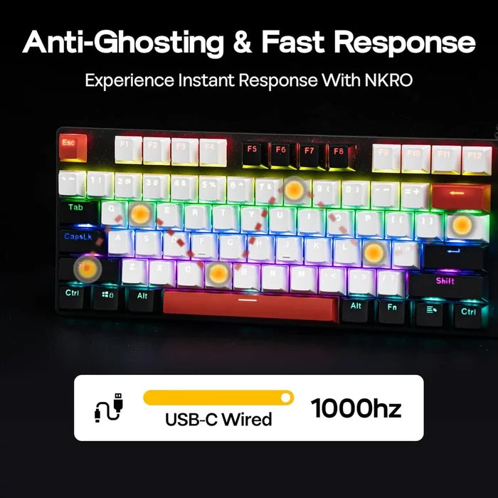 Aula S500 Wired 100% Full Size Mechanical Keyboard with Number Pad - Black/Red