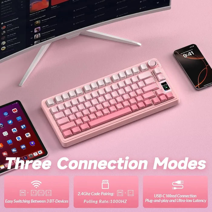 Aula S75 PRO Wireless Mechanical Keyboard - Gradient Pink Star Vector switch