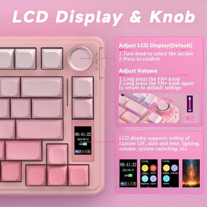 Aula S75 PRO Wireless Mechanical Keyboard - Gradient Pink Star Vector switch
