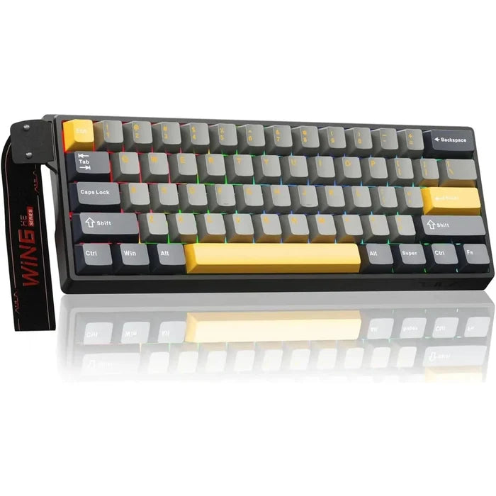 Aula WIN60 HE Max 65% Wired Gasket-Mounted Gaming Keyboard - Grey/Yellow - PakByte Computers