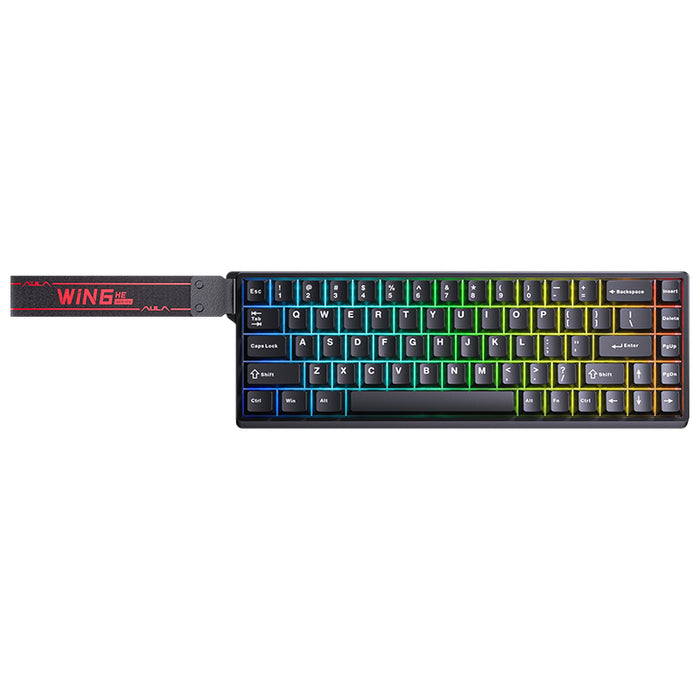 AULA WIN68HE Gray Wood Magnetic Switches  Gaming Keyboard - Black
