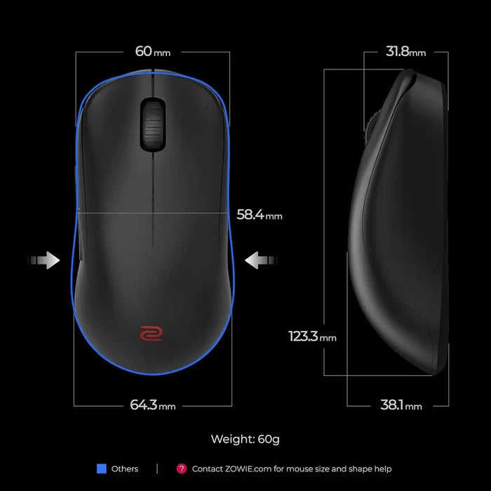 BenQ Zowie S2-DW 4K Enhanced Receiver Wireless Mouse - Black - PakByte Computers