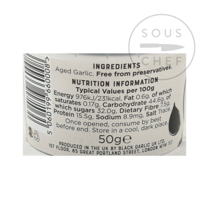 Black Garlic Cloves 50g nutritional information ingredients