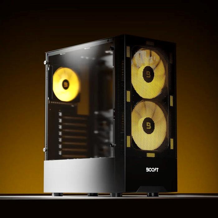 Boost Enclosure Pro Series P100 Mid-Tower microATX Gaming Case with 3 ARGB Fans - PakByte Computers