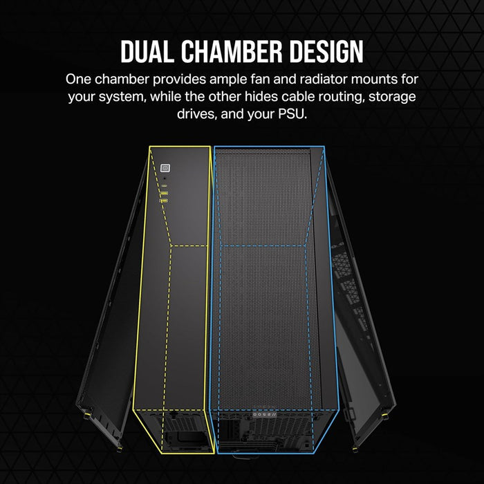 Corsair 2500D AIRFLOW Mid-Tower Dual Chamber PC Case - Black - PakByte