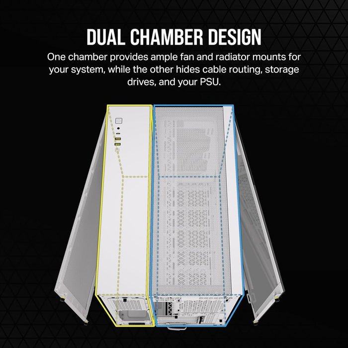 Corsair 2500D AIRFLOW Mid-Tower Dual Chamber PC Case - White - PakByte