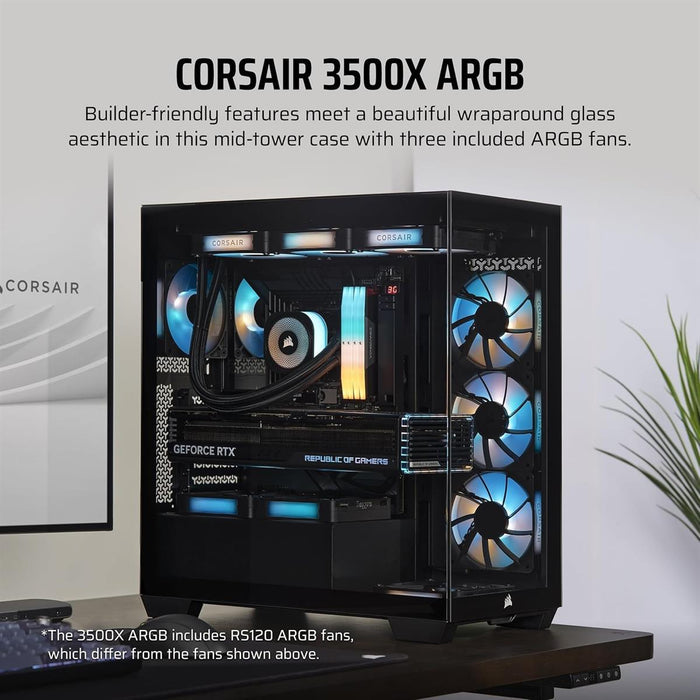 Corsair 3500X ARGB Mid-Tower ATX PC Case - Black - PakByte Computers
