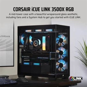 Corsair 3500X LX-R RGB Mid-Tower PC Case with iCUE LINK System Hub - Black - PakByte Computers