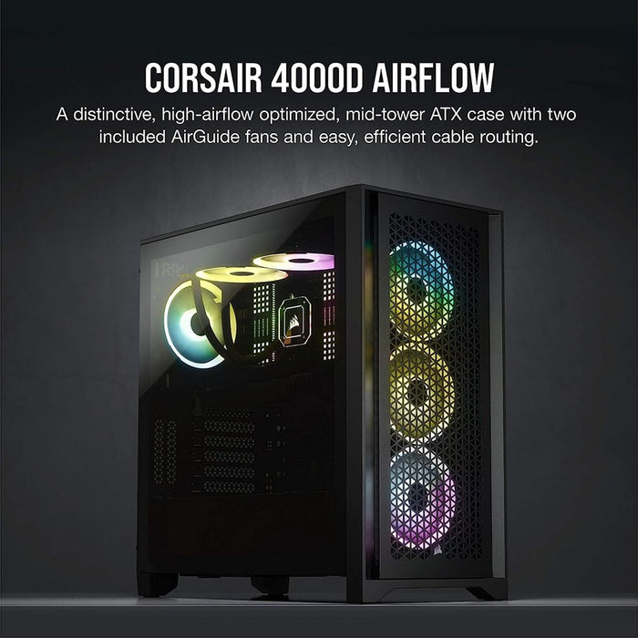 Corsair 4000D AIRFLOW Tempered Glass Mid-Tower ATX Case — Black - CC-9011200-WW - PakByte