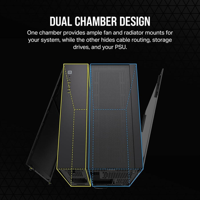 Corsair 6500D AIRFLOW Mid-Tower Dual Chamber PC Case - Black - PakByte