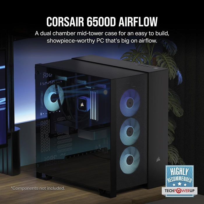 Corsair 6500D AIRFLOW Mid-Tower Dual Chamber PC Case - Black - PakByte