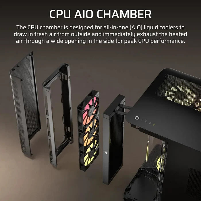 Corsair Air 5400 LX-R RGB iCUE Link Triple Chamber Mid-Tower PC Case - Black - PakByte Computers