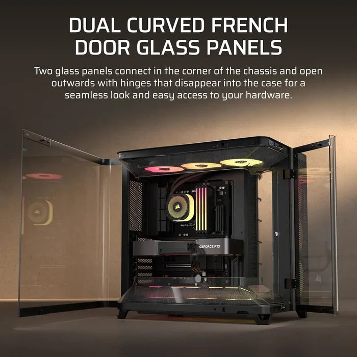 Corsair Air 5400 LX-R RGB iCUE Link Triple Chamber Mid-Tower PC Case - Black - PakByte Computers