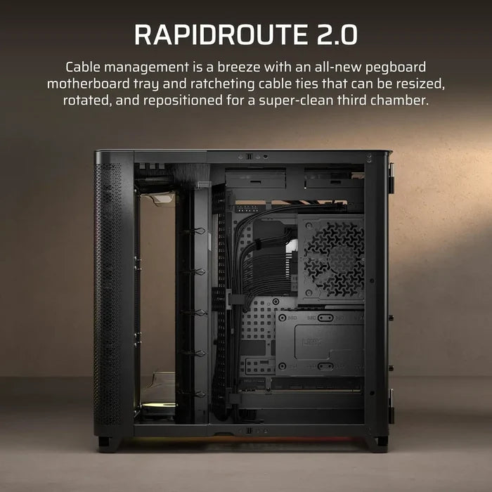 Corsair Air 5400 LX-R RGB iCUE Link Triple Chamber Mid-Tower PC Case - Black - PakByte Computers