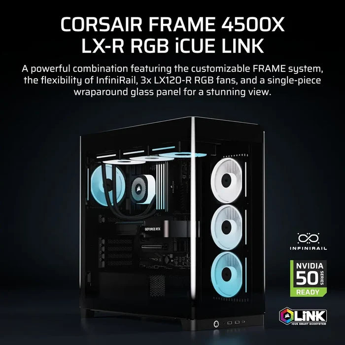Corsair Frame 4500X LX-R RGB iCUE Link Panoramic Glass Mid-Tower PC Case - Black - PakByte Computers