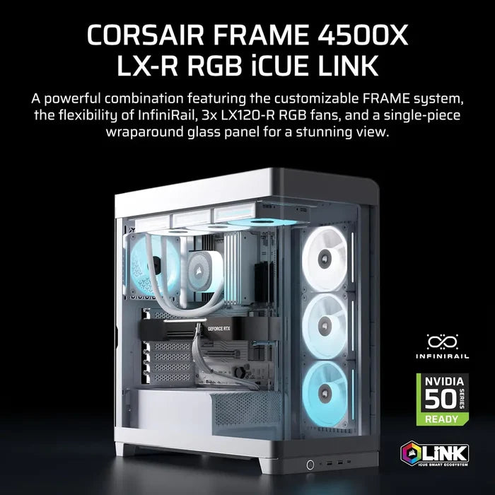 Corsair Frame 4500X LX-R RGB iCUE Link Panoramic Glass Mid-Tower PC Case - White - PakByte Computers