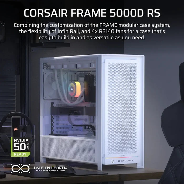 Corsair Frame 5000D RS Modular High Airflow Mid-Tower PC Case - White - PakByte Computers