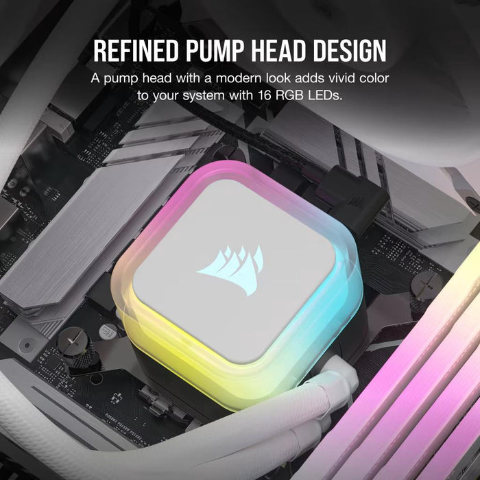 Corsair iCUE H100i RGB Elite AIO 240mm Liquid CPU Cooler - White - PakByte Computers