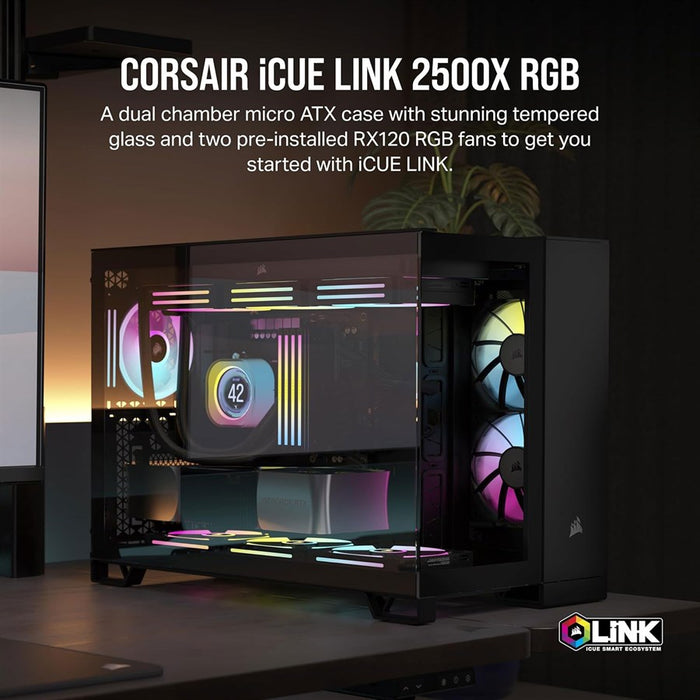 CORSAIR iCUE LINK 2500X RGB Small-Tower mATX Dual Chamber PC Case | CC-9011267-WW Black - PakByte