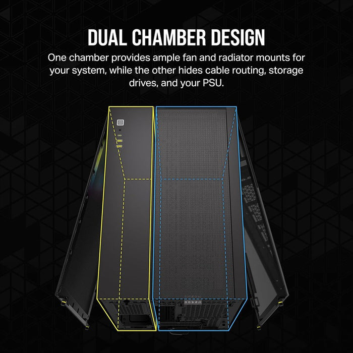 CORSAIR iCUE LINK 2500X RGB Small-Tower mATX Dual Chamber PC Case | CC-9011267-WW Black - PakByte