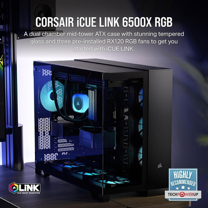 Corsair iCUE LINK 6500X RGB Mid-Tower ATX Dual Chamber PC Case - Black | CC-9011269-WW - PakByte