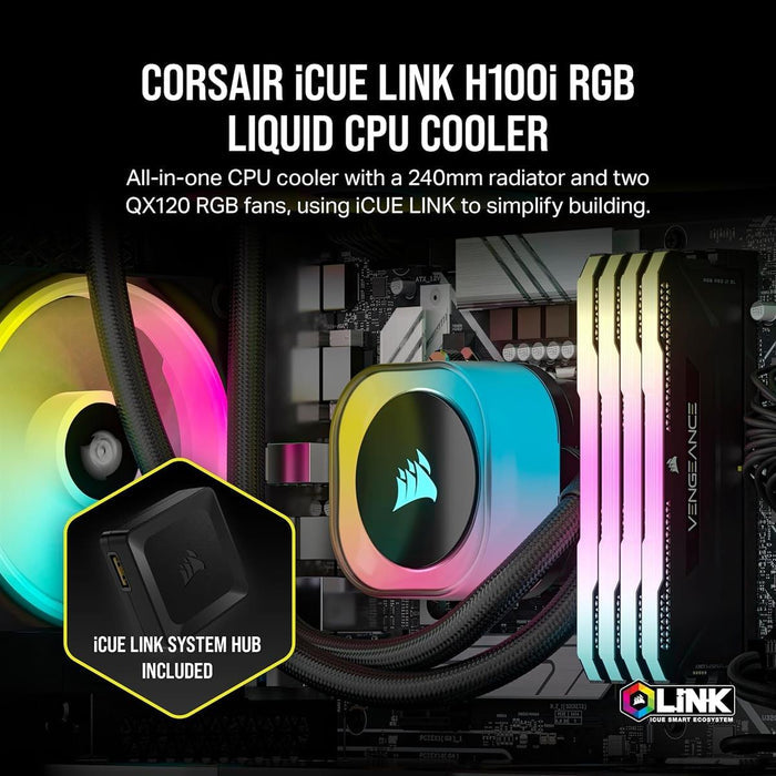 Corsair iCUE Link H100i RGB AIO 240mm Liquid CPU Cooler - PakByte