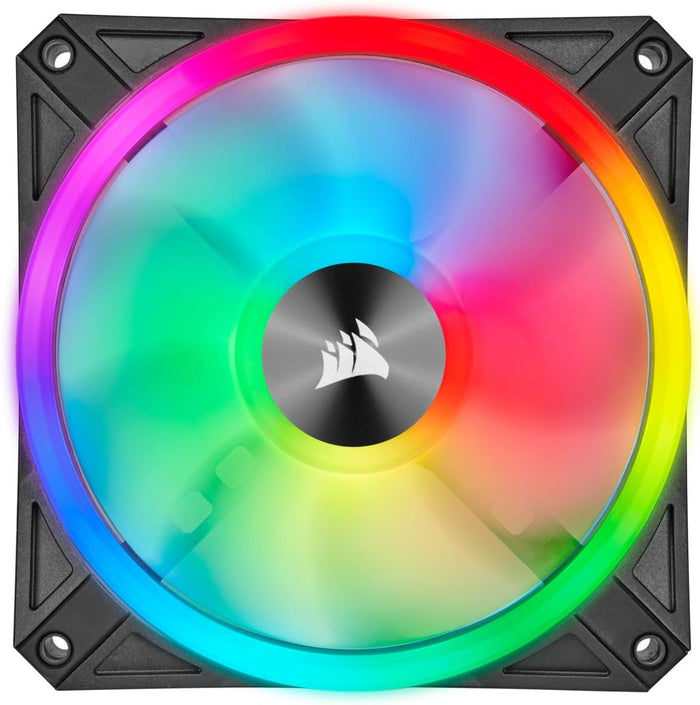 Corsair QL140 RGB, 140mm RGB LED Fan, Dual Pack with Lighting Node Core - Black - PakByte Computers