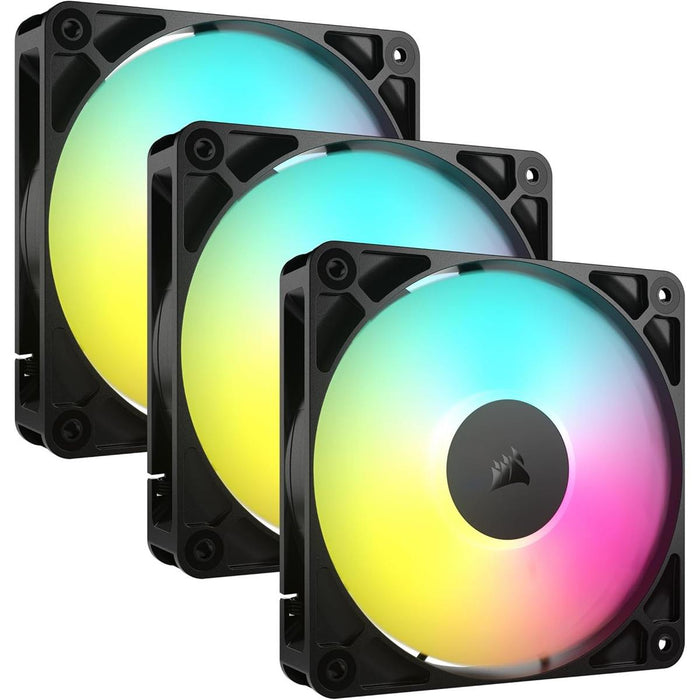Corsair RS120 ARGB 120mm PWM Fans, Daisy-Chain Connection, Low-Noise, Magnetic Dome Bearing – Triple Pack - Black - PakByte Computers