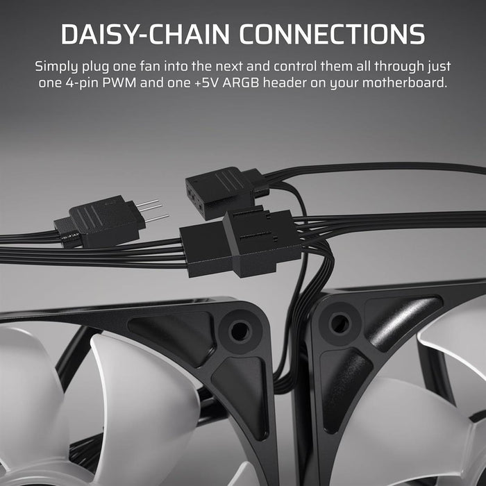 Corsair RS120 ARGB 120mm PWM Fans, Daisy-Chain Connection, Low-Noise, Magnetic Dome Bearing – Triple Pack - Black - PakByte Computers