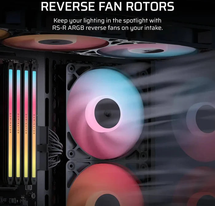 Corsair RS120-R ARGB 120mm PWM Reverse Fans Triple Pack - Black - PakByte Computers