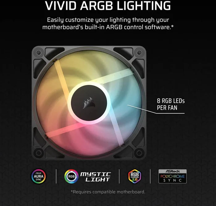Corsair RS120-R ARGB 120mm PWM Reverse Fans Triple Pack - Black - PakByte Computers