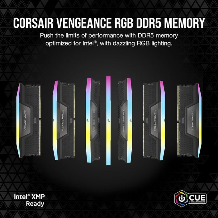 Corsair Vengeance RGB 16GB (1x16GB) 5200MHz CL40 DDR5 RAM Intel XMP iCUE Compatible Computer Memory - Black - PakByte Computers