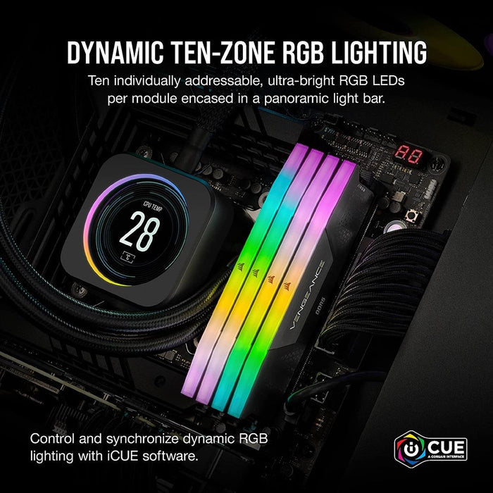 Corsair Vengeance RGB 32GB (2x16GB) 6200MHz C36 DDR5 DRAM Memory Kit - Black - PakByte Computers