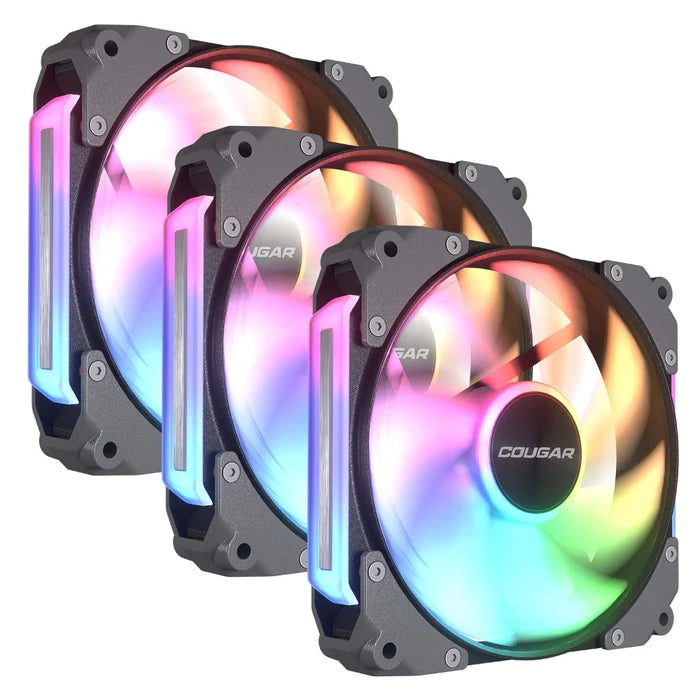Cougar APOLAR 120 ARGB Reverse Blade Fan Daisy Chain 3 Fan Pack - Black - PakByte Computers