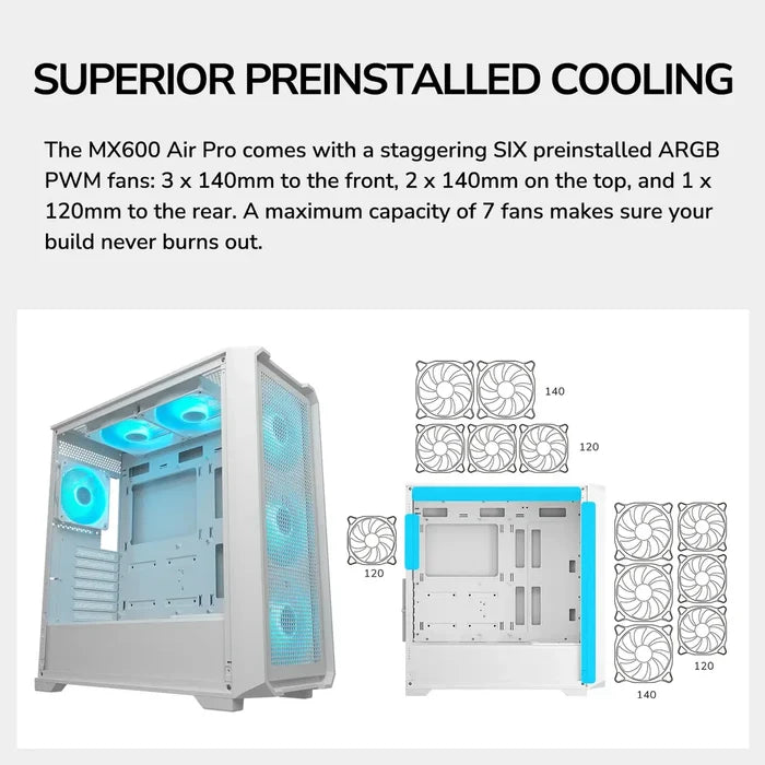 Cougar MX600 Air Pro Mid-Tower  PC Case - White