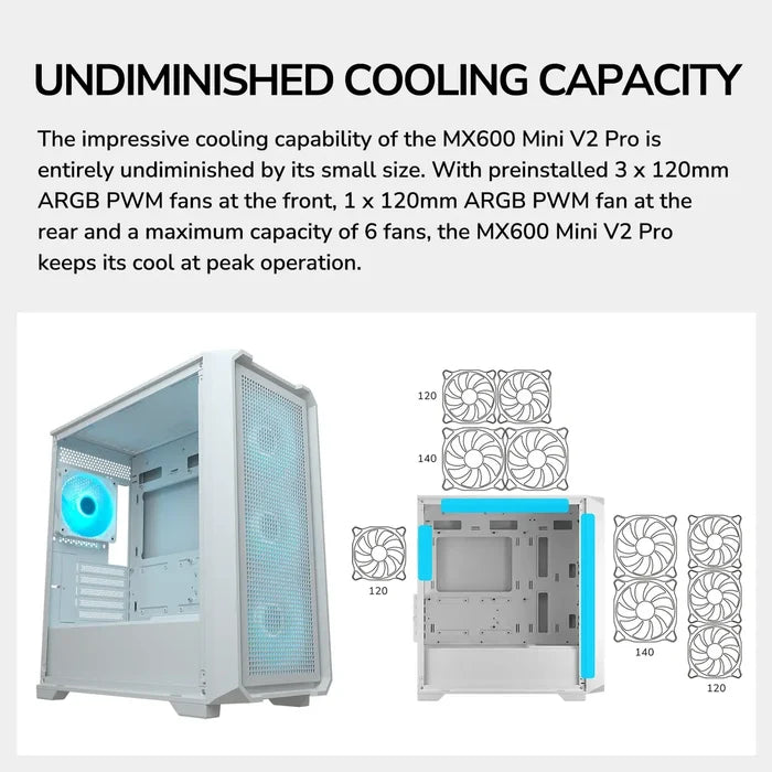 Cougar MX600 Mini V2 Pro Mini-Tower PC Case - White