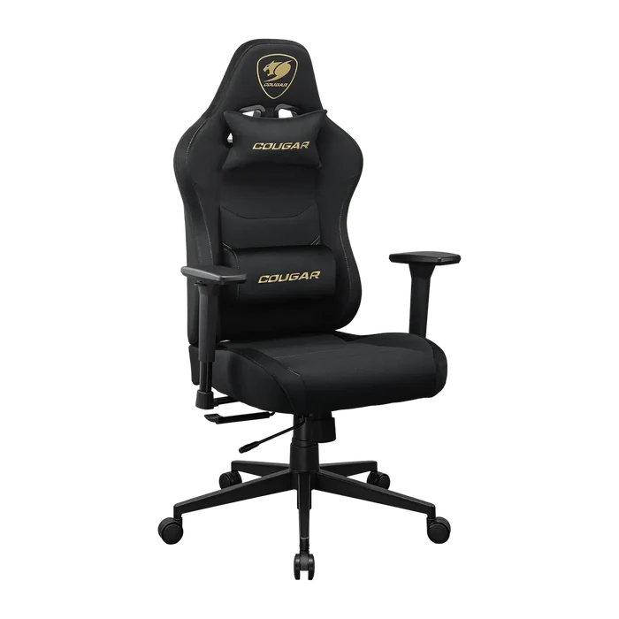 Cougar Pryme Linen Fabric, 3D Armrest, Lumbar and Head Pillow Gaming Chair - Gold F