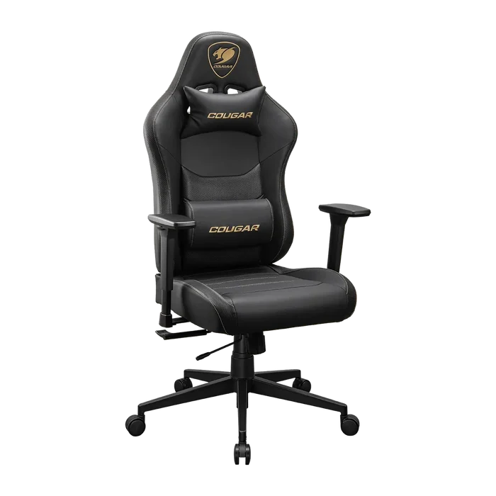 Cougar Pryme PVC Leather, 3D Armrest, Lumbar and Head Pillow Gaming Chair - Gold