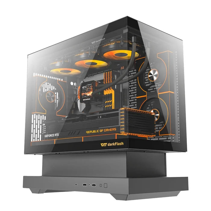 Darkflash FLOATRON F1 Micro-ATX Mid-Tower PC Gaming Case - Black - PakByte Computers